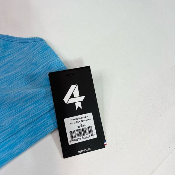 Fourlaps Vitality Sports Bra Womens Large Blue River Space Dye Strappy Back new - Picture 3 of 8